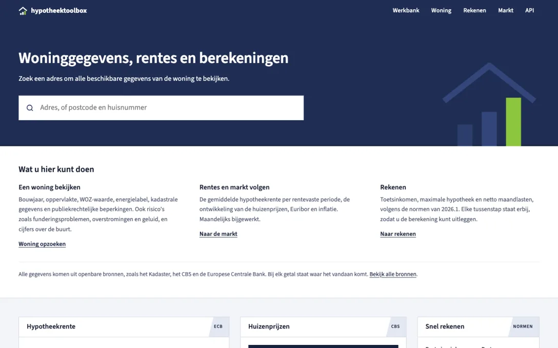 Scherm van Hypotheektoolbox
